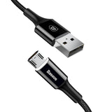 Baseus Micro USB Cable LED Lighting USB Charger Cable For Samsung S7 Xiaomi Redmi 4X Note 4 Phone Data Reversible Charging Cable