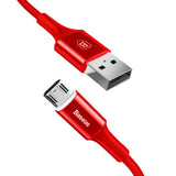 Baseus Micro USB Cable LED Lighting USB Charger Cable For Samsung S7 Xiaomi Redmi 4X Note 4 Phone Data Reversible Charging Cable