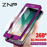 ZNP 360 Full Protective Phone Case For iPhone 8 7 Plus 6 6s Case 5 5S SE X 10 Full Cover For iPhone XR Xs Max X Cases With Glass