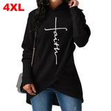 High Quality Large Size 2018 New Fashion Faith Print Kawaii Sweatshirt Femmes Hoodies Women Youth Female Creative Tops S-4XL