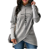 High Quality Large Size 2018 New Fashion Faith Print Kawaii Sweatshirt Femmes Hoodies Women Youth Female Creative Tops S-4XL