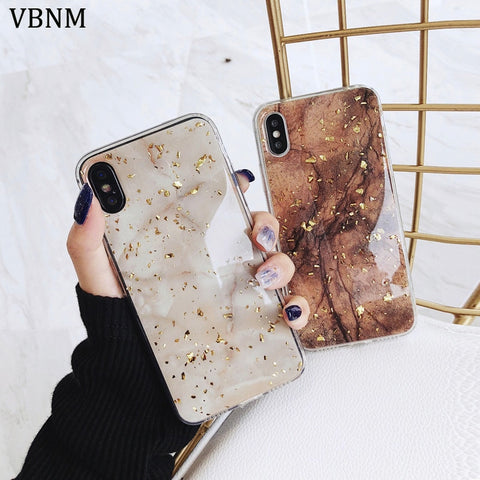 Luxury Gold Foil Bling Marble Phone Case For iPhone X XS Max XR Soft TPU Cover For iPhone 7 8 6 6s Plus Glitter Case Coque Funda