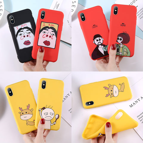 Lovebay Phone Case For iPhone 6 6s 7 8 Plus X XR XS Max Cute Cartoon Letter Deer Smiley Face Soft TPU For iPhone 5 5S SE Cover