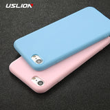 USLION Phone Case For iPhone 7 6 6s 8 X Plus 5 5s SE XR XS Max Simple Solid Color Ultrathin Soft TPU Case Candy Color Back Cover