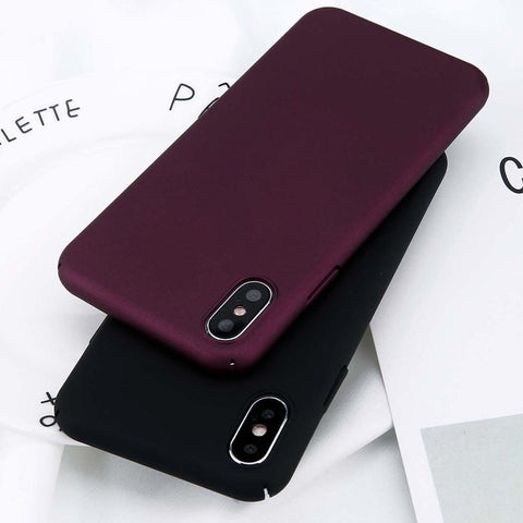 USLION For iPhone X Xs Max XR 8 7 Simple Plain Phone Case Slim Frosted Hard PC Back Cover For iPhone 8 7 6 6S Plus 5 5S SE Cases